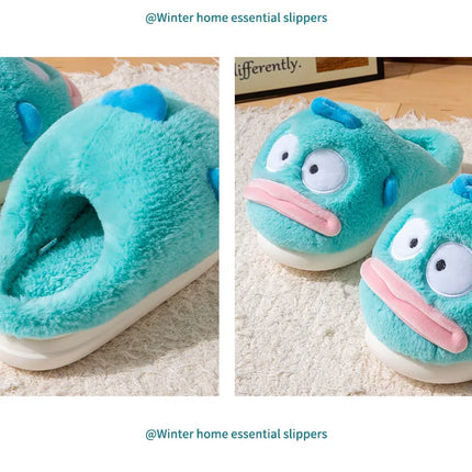 Hangyodon Anime Cartoon Peripheral Cotton Slipper Winter Home Cute Thick Bottom Warm Plush Cotton Outdoor Cute Couple Shoes Gift