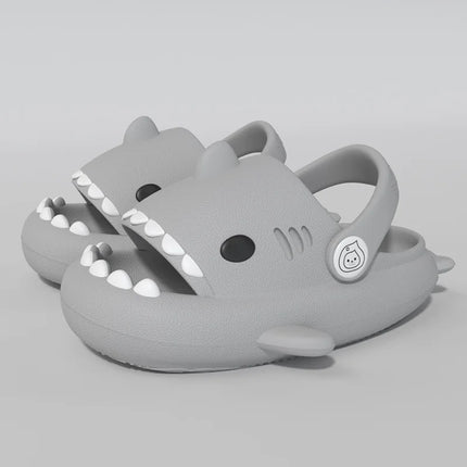 KIDMI Boys Girl Shark Slides Non-Slip Open Toe Cloud Sandals Cute Comfy Cushioned Thick Sole Slippers Cartoon Shower Slippers