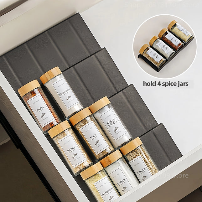 Drawer Spice Racks for Kitchen 4 Layers Adjustable Spice Rack for Spice Jars Seasoning Shelf Cabinet Pantry Kitchen Organizer
