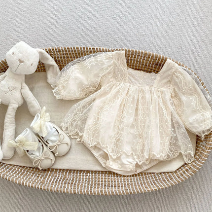 7006 Baby Lace Romper Longsleeve Princess Baby Girls Clothes Newborn Infant 0-6m Romper