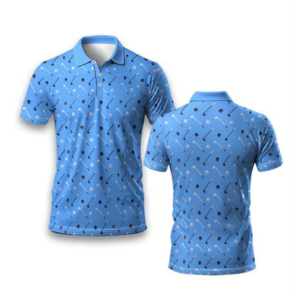 2026 Summer New Style Men's Short-Sleeved Polo Shirt with 3D Golf Pattern Print Street Casual Fashion Comfortable and Soft