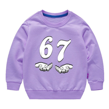 67 Six Seven Funny Digital Print Sweatshirt For Boys Girls 3-12Years Kids Cartoon Sports Hoodie Caual long Sleeve Tshirt
