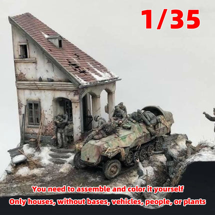 Assembly Architectural Miniature Europe Building House Shop Home Multi-storey Residential Cafe Diorama Scale Model Kit 1/35