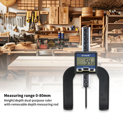 SHAHE Measuring Tool Digital Caliper Mini Digital Height Gauge Depth Guage for Router Table 0-80mm 3 1/8 inch Depth Gauge