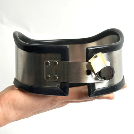 LILUPLAY Stainless Steel Neck Collar Bdsm Bondage Lockable Dog Collar Neck Harness Collar with Leash Chain Sex Toys for Couples