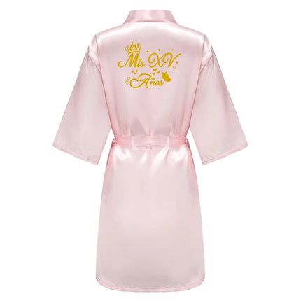 Mis Quince Años Quinceañera Robe Birthday Party Bathrobe Elegant Girls Celebration Gown for 15th Anniversary Ceremony