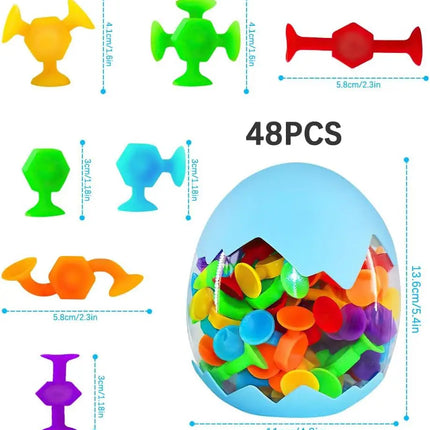 19/24/48Pcs Suction Bath Toys for Kids Soft Silicone Sucker Toys Toddlers Fidget Sensory Suction Cup Toy for Windows Travel