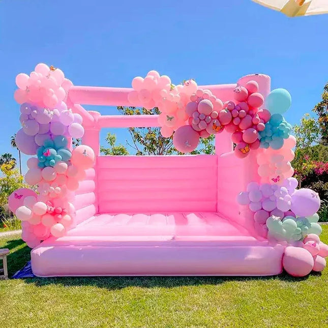 Commercial Pastle Pink Bounce house Moonwalk jumping House Inflatable Jumper White Bouncy Castle Bouncer For Kids Party