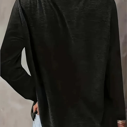 Women's Soft 100% Cotton Black Cat Long Sleeve T-Shirt Top for Everyday Basic Tee Casual Chic Style