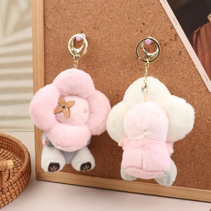 1PCS Sunflower Plush Hanging Ornament Backpack Hanging Chain Car Keychain Women's Bag Pendant