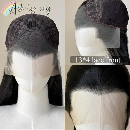Ashely Widow's Peak Wig Black Lace Front Wig 26inch 13*4 Synthetic Lace Wigs Straight Hair Heat-resistant Fibers Cosplay Wigs