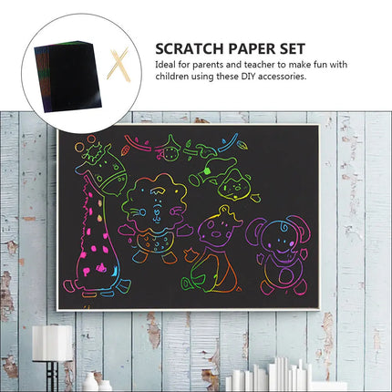 55Pcs Kids Scratch Cards Set Fun Interactive Drawing Board Sheets Creative DIY Art Activity Premium Materials for Kindergarten
