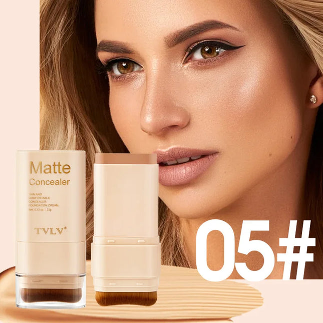 15g 2-in-1 foundation eraser double-ended concealer stick with brush head waterproof, natural makeup, long-lasting cream texture