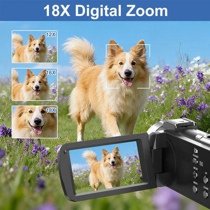 Night Vision Infrared 8K Camcorder 18X 64MP Digital Video Camera Vlog Recorder WIFI Livestream Webcam 3.0" Rotate Touch Screen