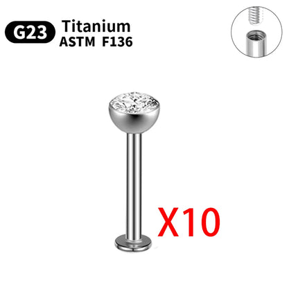 1/5/10pcs G23 Titanium Piercings Labret Stud Lip Nose piercing kit Eyebrow C rod Body Jewelry ASTM-F136 Cartilage Earring