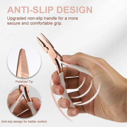 GlamorDove Anti-Slip Hair Extension Pliers - Stainless Steel Tool for Micro & Nano Rings, Keratin Bond Opening & Removal