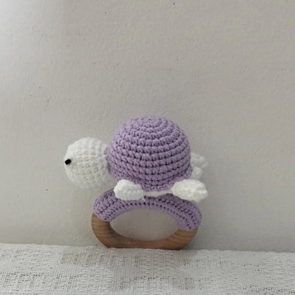 Handmade Crochet Rattle Play Gym Pendant for Kids Ocean Crochet Octopus Rattle Mobile Bell Ring Wooden Babies Gym Montessori Toy