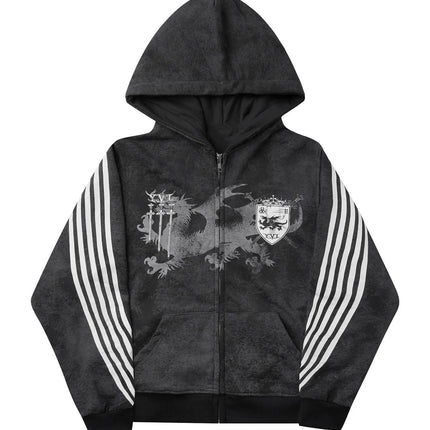 Cross border long sleeved hooded sweatshirt with printed pattern, sweatshirt and pants set for street fashion