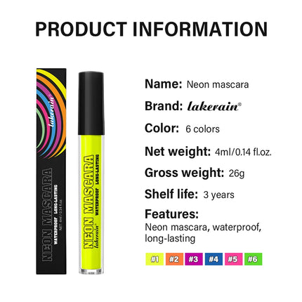 Fluorescence Mascara Waterproof Eyelash Long Lasting Fast Dry Colorful Neon Eyelashes Curling Lengthens Eye Lashes Cosmetics