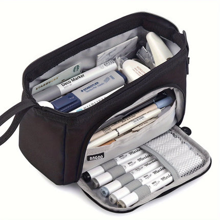 Kawaii Large Capacity Pencil Case Durable Canvas for Student Stationery Double-deck Pen Pouch Storage Bags School Supplies