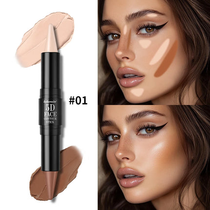 Dual-Ended Sharp Tip Contour Highlighter Waterproof And Sweatproof Long Lasting-Up To 12 Hours Multi-Use Contour Stick Makup