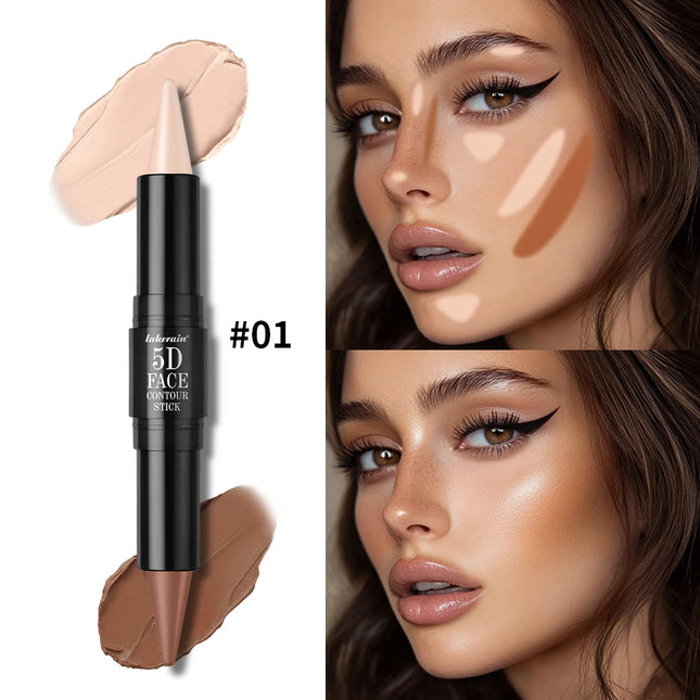 Dual-Ended Sharp Tip Contour Highlighter Waterproof and Sweatproof Long-Lasting Up to 12 Hours Multi-Use Contour Stick Makeup