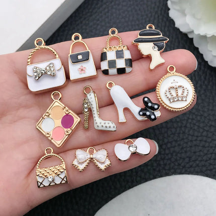 10/16-piece Drop Oil Little Chic Lady Set, suitable for DIY handmade necklace, bracelet, and earring accessory materials.