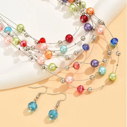 3 Pieces Of Women's Trendy Colorful Beaded Earrings, Necklaces, Jewelry Sets, Weddings, Banquets, Parties, And Holiday Gifts8776
