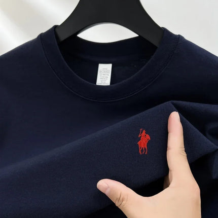 100% pure cotton short sleeve round neck men's T-shirt hot selling luxury brand summer exquisite pony embroidery breathable top