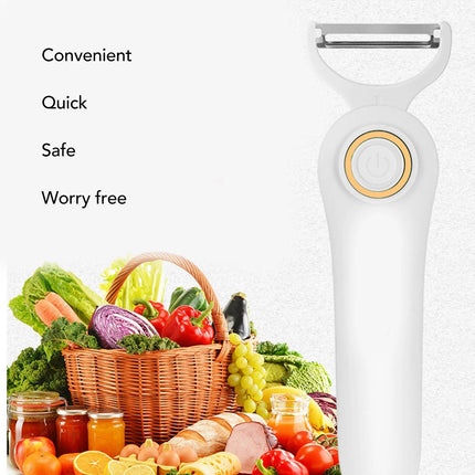 Electric Peeler Handheld USB Rechargeable Fruit Vegetables Peeler with 3 Cutter Heads for Home