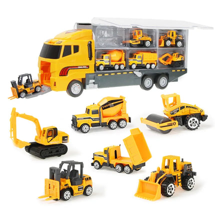 10 in 1 Big Trucks Set Mini Alloy Diecast Car Model Toys Vehicles Carrier Truck Helicopter Tank Fire Truck Engineering Car Toys