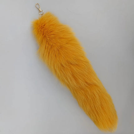 natural fox fur tail keychain furry 2024 chic y2k  beautiful accessory length 40 cm Car Keychains For Women
