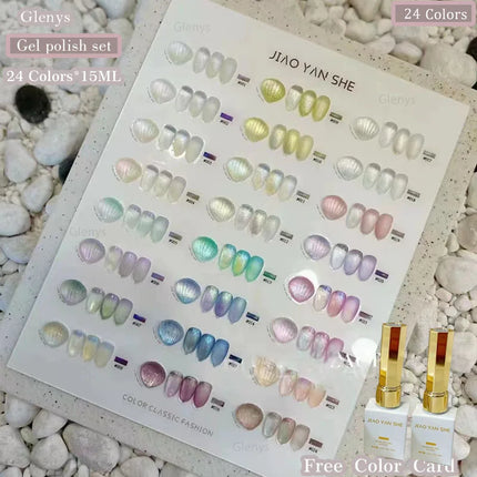 Glenys 24 color mermaid shell nail polish adhesive tape color card UV immersion gel nail salon nail art varnish