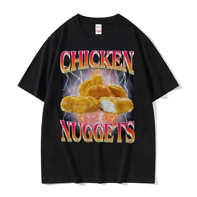 Funny Chicken Nuggets Vintage Style Meme Graphic T-shirt Women Hip Hop Gothic T Shirt Comfort T-shirts Graphic T Shirts Harajuku