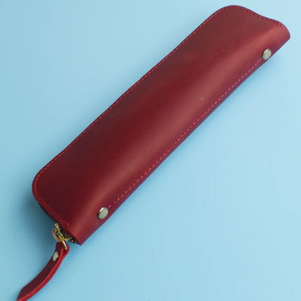 Nature Cowhide Pencil Case Zipper Pen Holder Organizer Protection Bag Handmade Genuine Leather Pencilcase Office School Supplies