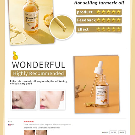 10ml 30ml 100% Turmeric Oil Anti Aging Wrinkle Whitening Serum Reduce Fine Lines Dark Spot Brightening Face Lighten For Women