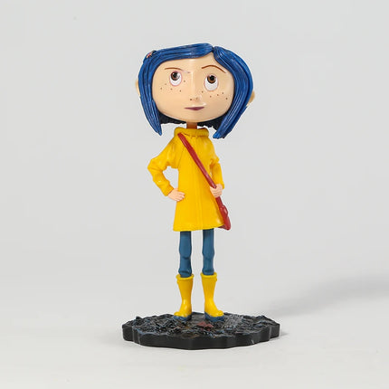 NECA Coraline in Striped Shirt / Yellow Raincoat 7" ABS/PVC Action Figure Toy Doll