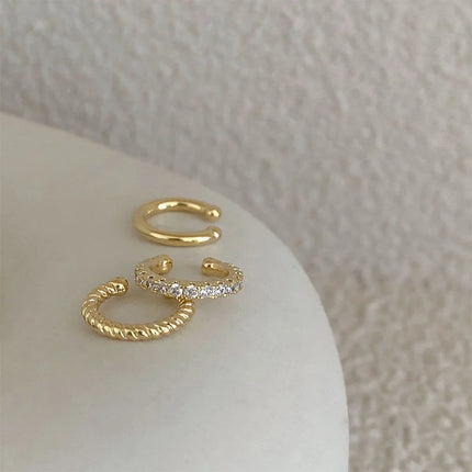 LATS Clips Earrings for Women Unisex Minimalist Fashion Cartilage Hoop Earings Set Ear Cuff Fake Piercing Clip on Ear Jewelry