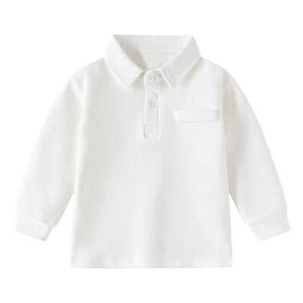 2-6 Y Spring Children Long Sleeve POLO Shirt School Uniform Turn-Down Collar Shirt Tops for Toddler Baby Boys Kids Clothes