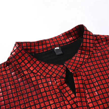 Summer New Men Stand Up Collar Polo Shirt Fashion Homme Daily Casual Lightweight Breathable Small Elastic Checkered Pullover