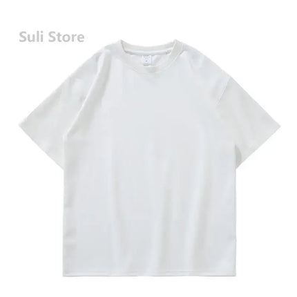 600g Heavy-duty Cotton Short Sleeved T-shirt for Men's Fashion Pure Cotton Thickened Short Sleeved Half Sleeved Tee