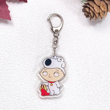 1/23Pcs Disney Family Guy Car Keychain Accessories Acrylic Cute Charms Pendant For Bag Funny Key Holder Backpack Decoration Gift