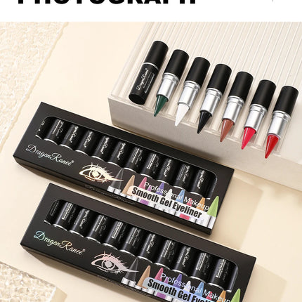 12-Piece Set of Colored Eyeliner Pens, Long-Lasting, Fade-Resistant, Waterproof, Automatic Rotating Eyeliner Pens Available in a Set