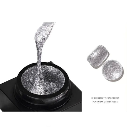 Reflective Glitter Gel Polish Mirror Chrome Effect Gold Silver Black UV Cured Long Lasting Shiny Salon Home DIY Nail Art