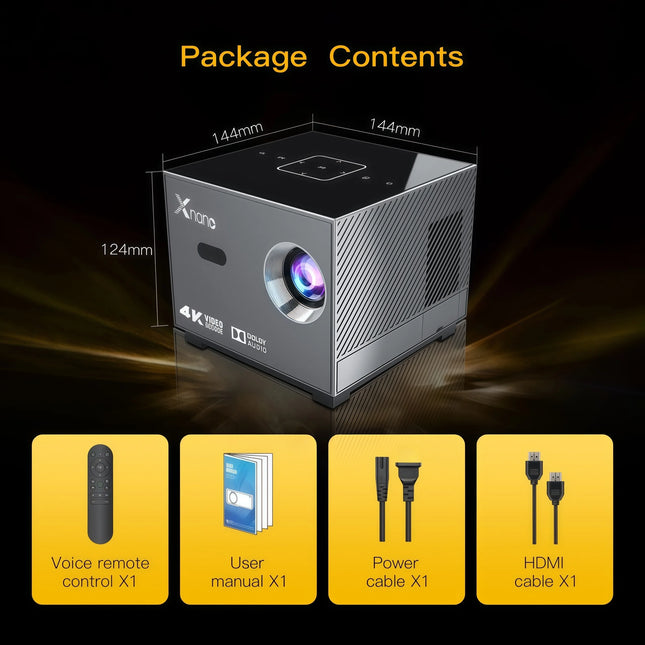 XNANO X3 Native 720P Projector Electric Focus Auto Keystone Voice Control Android 11 Dual WiFi Home Cinema Beamer Support 4K