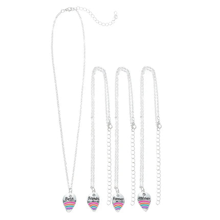 4Pcs/set Best Friends Forever And Ever Rainbow Pendant BFF Necklace Good Friends Friendship Jewelry Gift for Girls