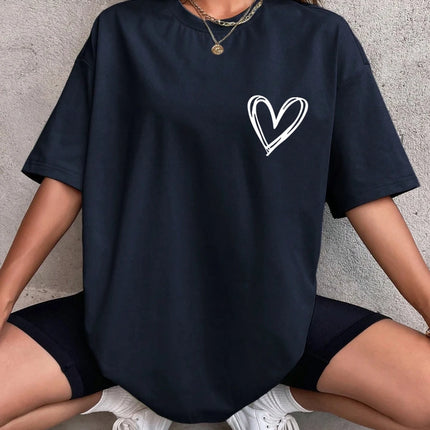 Simple Love Printed Womens T Shirts Summer Breathable Clothes Casual Fashion Short Sleeve Street Oversized All Match T-Shirts