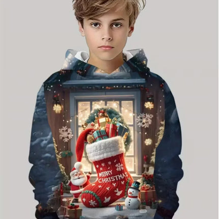 New Christmas Hoodies for Kids Sweatshirts New Year Fashion Sweatshirts Casual Streetwear Santa Claus Kids Clothes Children Top