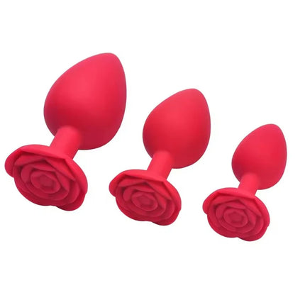Rose Flower Silicone Anal Beads Butt Plug Set Small Medium Large Anal Plug Jewelry Anal Trainer Dildo Anus Sex Toy Men Women Gay