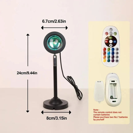 USB Sunset Lighting Ambient Projection Night Light for home décor, relaxing lighting in bedroom and living room
